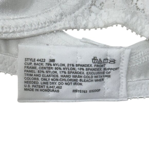 Playtex Secrets White Full Coverage Underwire Bra Style 4422 Comfort Straps 38B - Picture 3 of 10